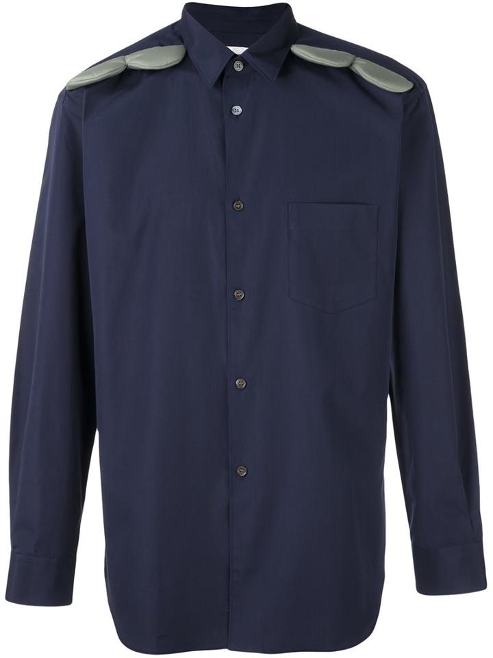 Comme Des Garçons Shirt Shoulder Appliqué Detail Shirt, Men's, Size: Xl, Blue, Cotton/polyester