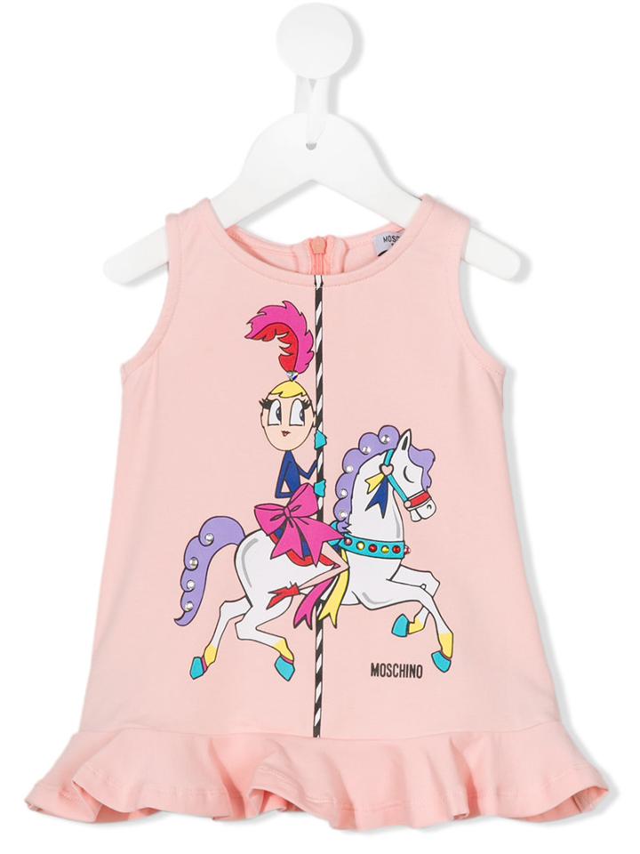 Moschino Kids - Carousel Print Dress - Kids - Cotton/spandex/elastane - 6-9 Mth, Pink/purple
