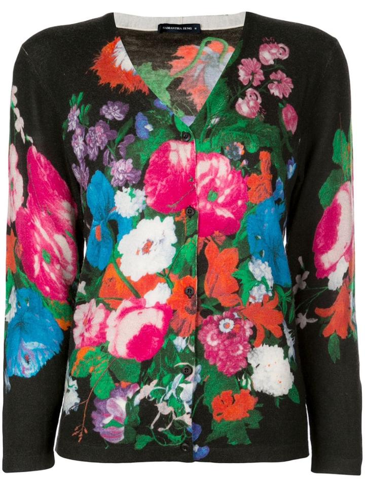 Samantha Sung Charlotte Floral Print Cardigan - Black