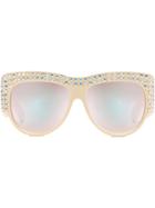 Gucci Eyewear Oversize Sunglasses With Crystals - Neutrals