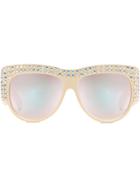 Gucci Eyewear Oversize Sunglasses With Crystals - Neutrals