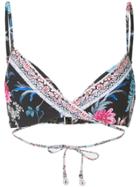 Seafolly Water Garden Wrap Front Booster Bikini Top - Black