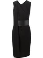 Alexander Wang Front Fold Draped Dress, Women's, Size: 6, Black, Polyamide/spandex/elastane/acetate/leather