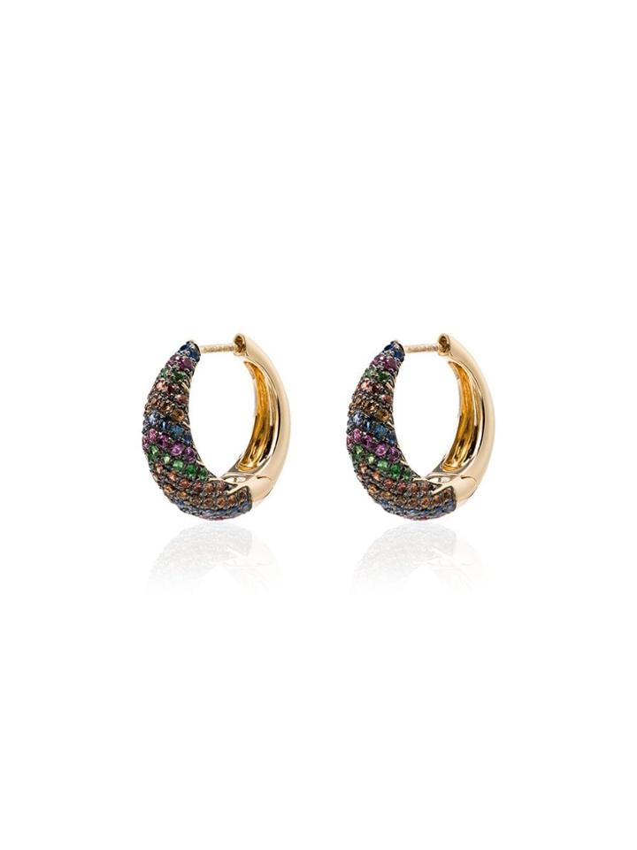 Yvonne Léon 18k Yellow Gold Multicoloured Sapphire Hoop Earrings