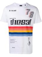 Diesel Logo Print T-shirt, Men's, Size: Xxl, White, Cotton