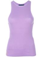 Ralph Lauren - Logo Embroidered Ribbed Top - Women - Cotton - M, Pink/purple, Cotton