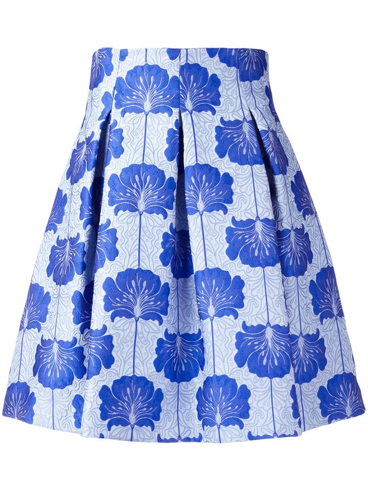 P.a.r.o.s.h. Floral Jacquard Skirt, Women's, Size: Xs, Blue, Polyester/polyamide/silk/viscose