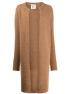 Semicouture Open Front Cardi-coat - Brown