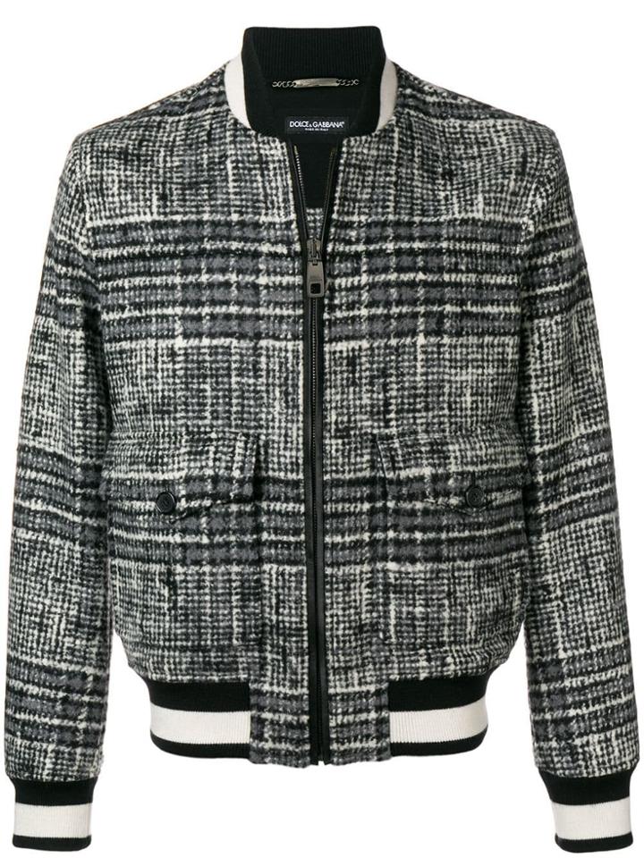 Dolce & Gabbana Checked Bomber Jacket - Grey