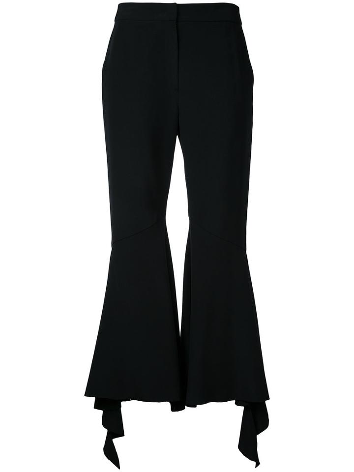 Goen.j - Frill Flared Trousers - Women - Silk/spandex/elastane - M, Black, Silk/spandex/elastane