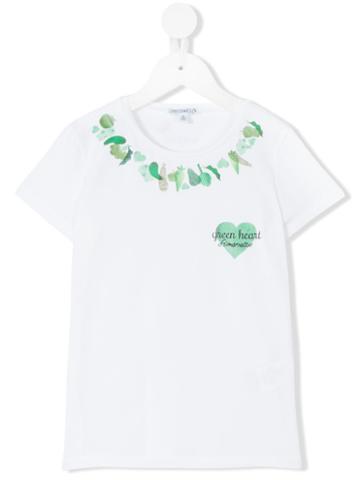Simonetta - Green Heart T-shirt - Kids - Cotton/spandex/elastane - 10 Yrs, White