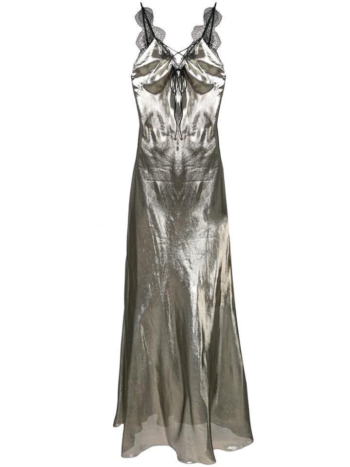 Maria Lucia Hohan Lace-up Lurex Dress - Metallic
