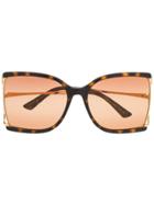 Gucci Eyewear Tortoiseshell-effect Oversized Square Sunglasses - Brown