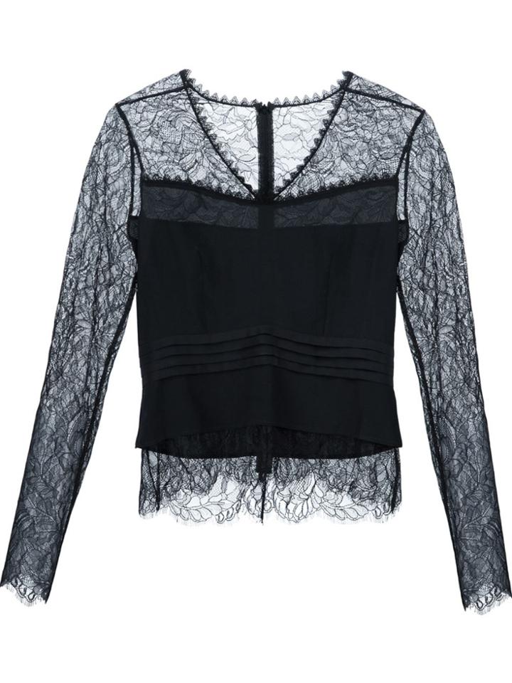 Area Ruffle-front Blouse - Green
