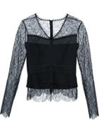 Area Ruffle-front Blouse - Green