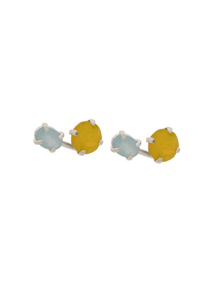 Wouters & Hendrix Yellow Opal Crystal And Aquamarine Earrings
