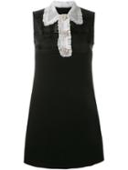 Miu Miu Sleeveless Frill Trim Dress, Women's, Size: 40, Black, Silk/virgin Wool/metal/glass