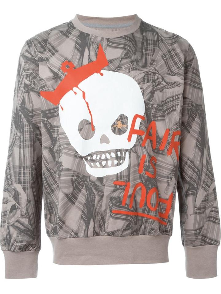 Vivienne Westwood Man Plaid Graffiti Print Sweatshirt
