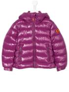 Save The Duck Kids Logo Patch Padded Coat - Pink & Purple