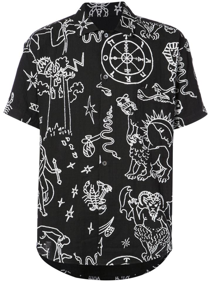 The Elder Statesman Printed Short Sleeve Shirt - Black
