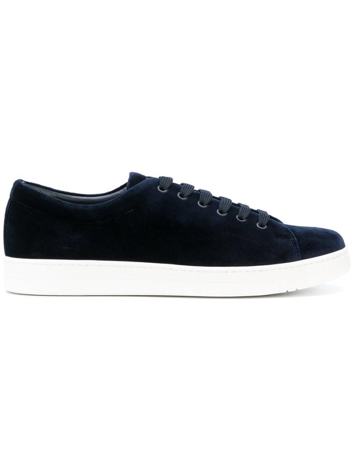 Prada Velvet Lace-up Sneakers - Blue