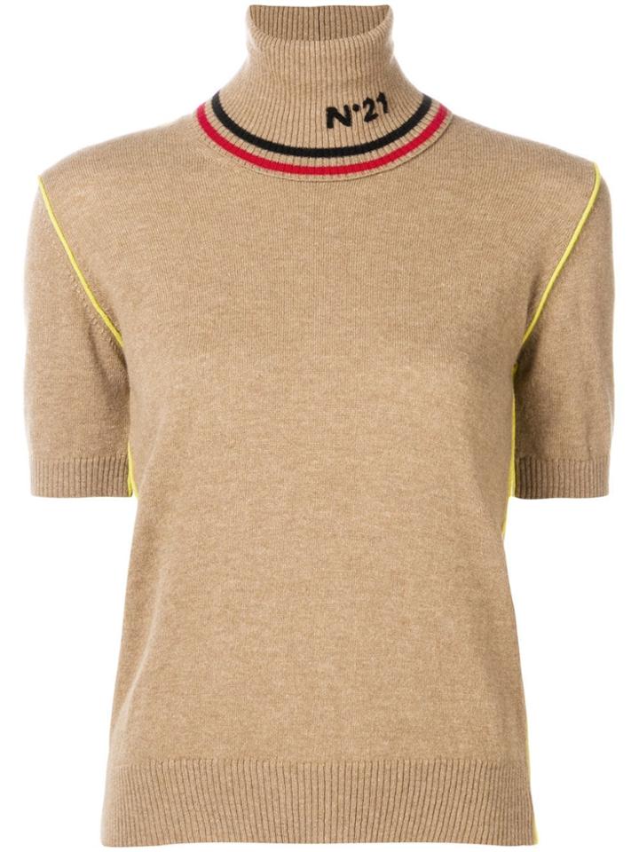No21 Short Sleeve Jumper - Brown