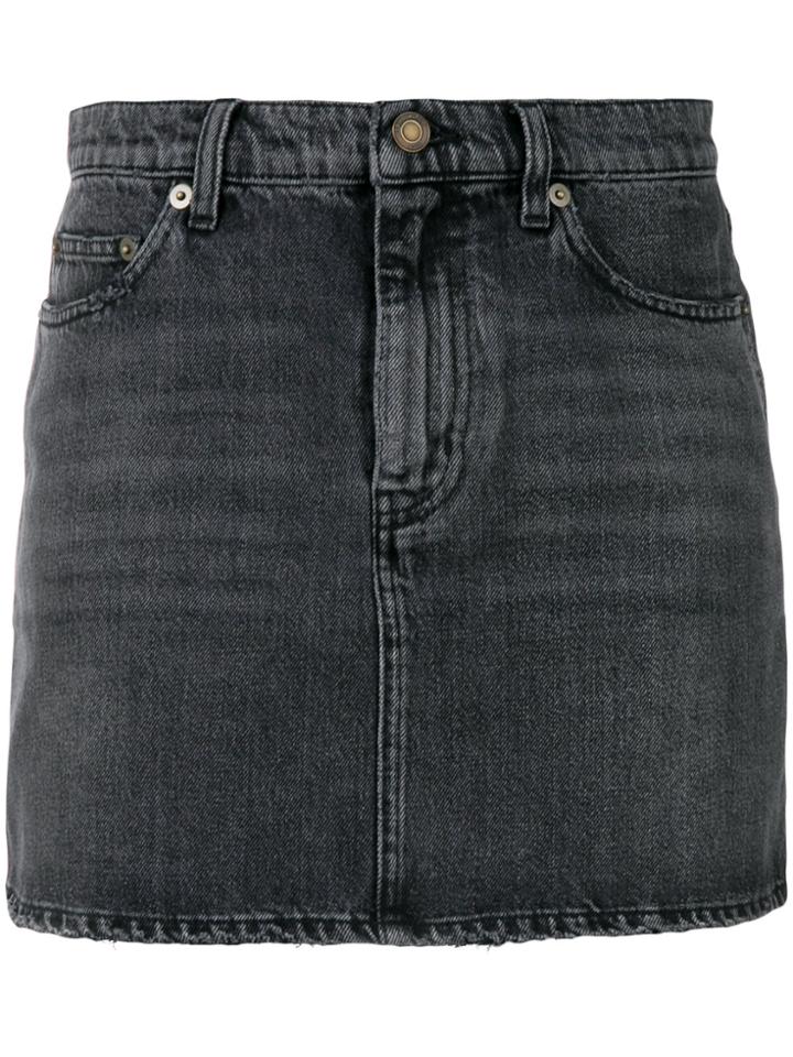 Saint Laurent Denim Mini Skirt - Black