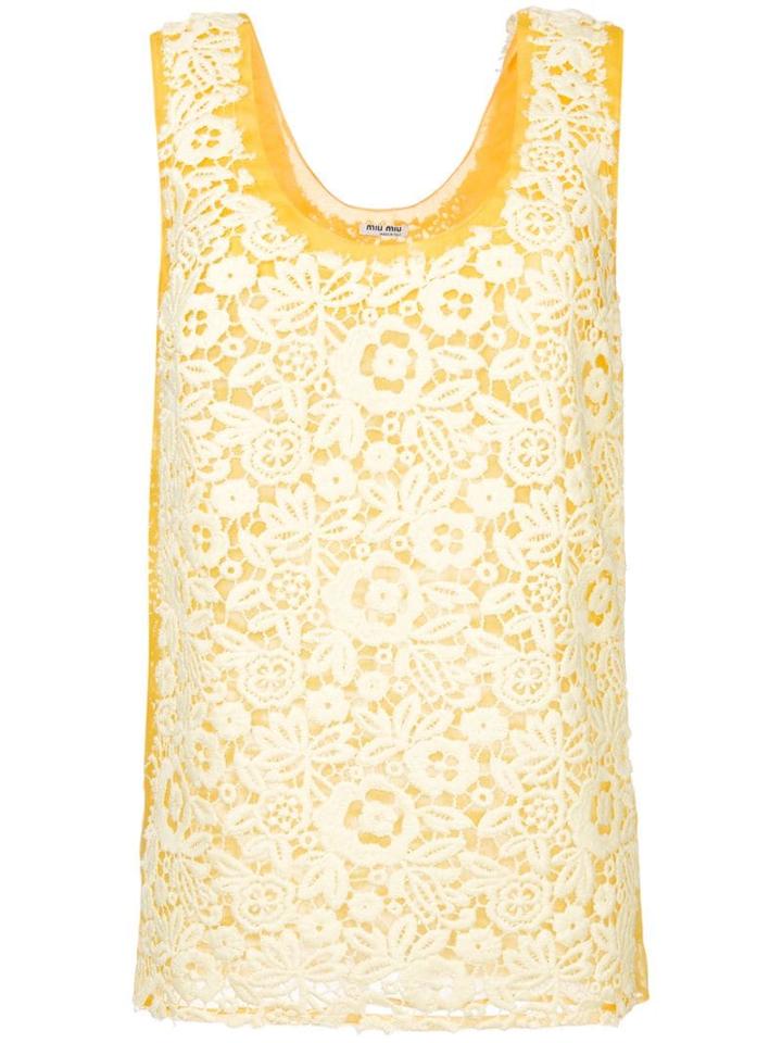 Miu Miu Lace Tank Top - Yellow
