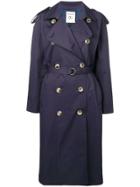 Semicouture Belted Trench Coat - Blue