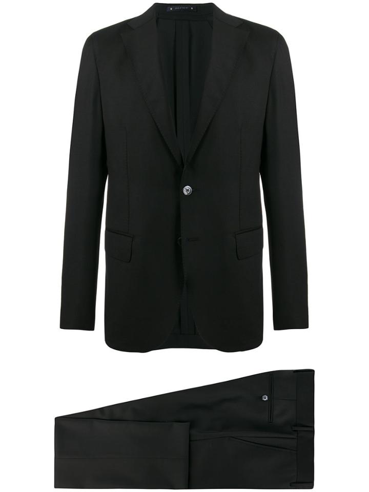 Bagnoli Sartoria Napoli Fine Knit Textured Suit - Black