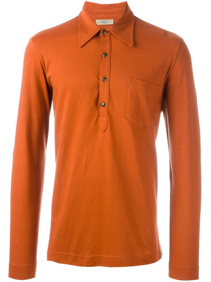 Romeo Gigli Vintage Long Sleeve Polo Shirt - Yellow & Orange