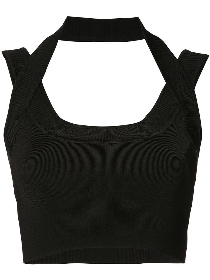 T By Alexander Wang Cropped Tank Top, Women's, Size: Medium, Black, Viscose/nylon/spandex/elastane