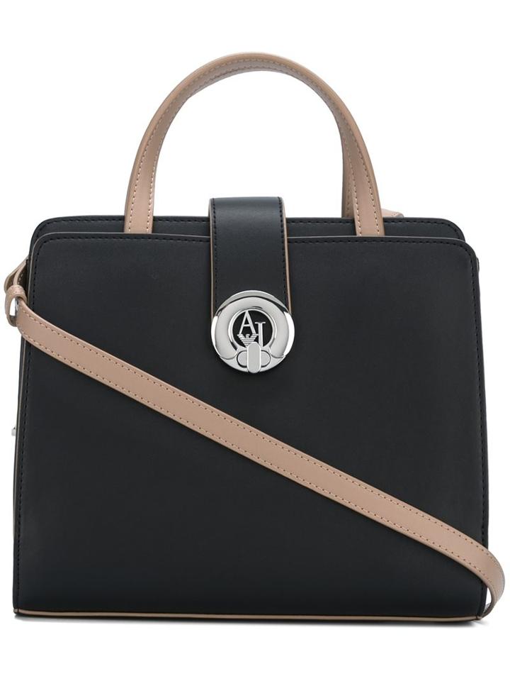 Armani Jeans Small Flap Fastening Tote, Women's, Black