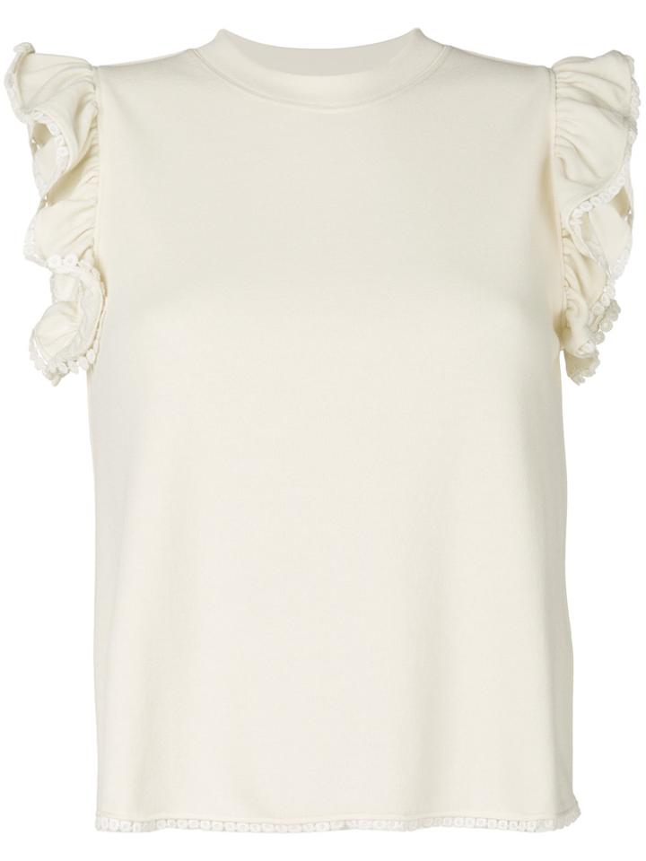 See By Chloé Frill Sleeve T-shirt - White