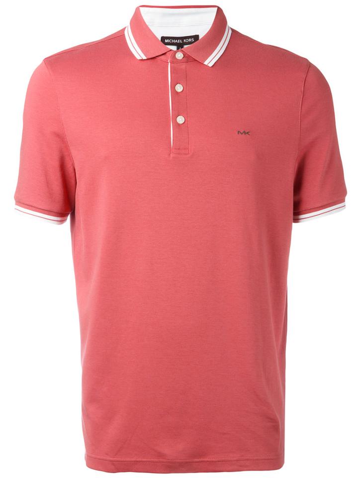 Michael Kors Contrast-hem Polo Top, Men's, Size: Xxl, Red, Cotton