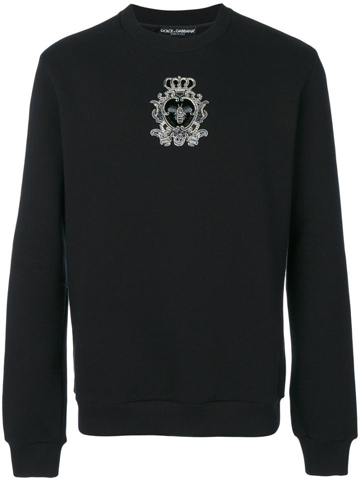 Dolce & Gabbana - Bead Embroidered Crowned Bee Sweatshirt - Men - Silk/cotton/polyester/glass Fiber - 50, Black, Silk/cotton/polyester/glass Fiber