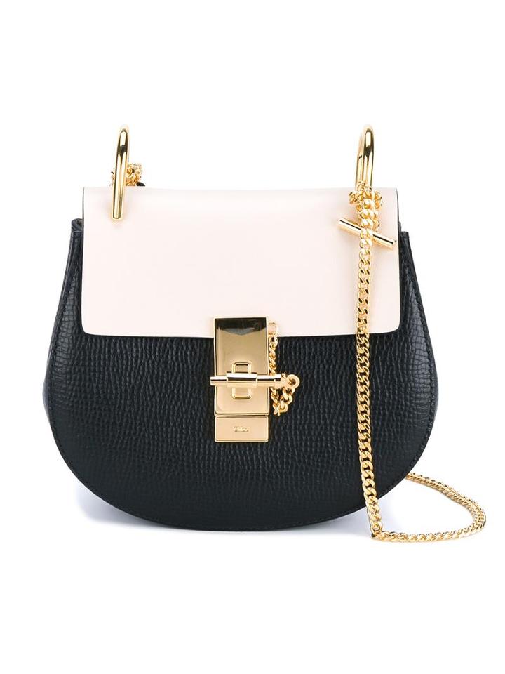 Chloé 'drew' Shoulder Bag, Women's, Black, Metal/suede/calf Leather