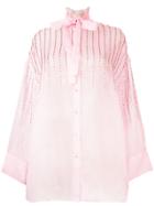 Valentino Collared Embellished Tie Neck Blouse - Pink & Purple