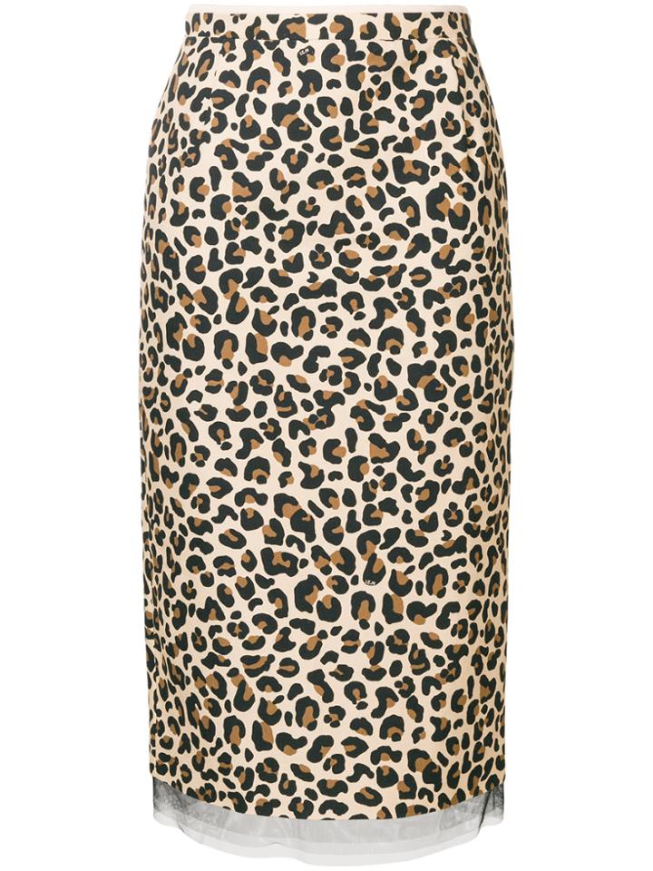 No21 Leopard Print Pencil Skirt - Brown