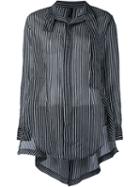 Unravel Band Collar Striped Shirt, Women's, Size: 36, Black, Cotton
