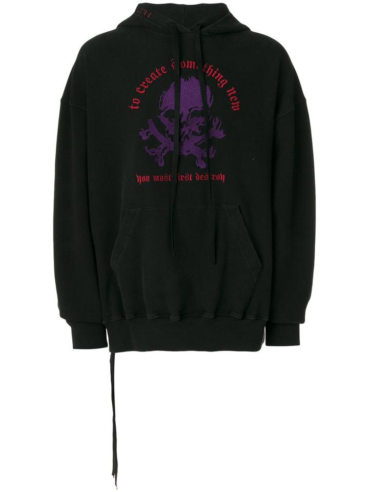 Unravel Project - Embroidered Hoodie - Men - Cotton/spandex/elastane - S, Black, Cotton/spandex/elastane