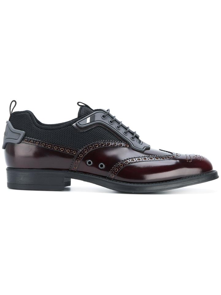Prada Multi-fabric Lace-up Shoes - Red