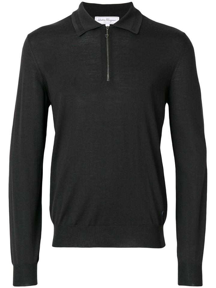 Salvatore Ferragamo Polo Zipped Jumper - Brown
