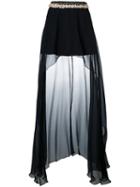 Wandering - Draped Asymmetric Skirt - Women - Silk/nylon/spandex/elastane/wool - 40, Black, Silk/nylon/spandex/elastane/wool