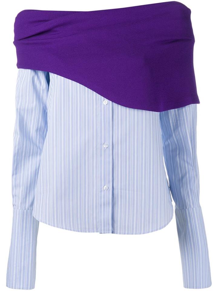 Jacquemus Off-shoulders Striped Blouse, Women's, Size: 38, Blue, Cotton/polyamide/spandex/elastane/viscose