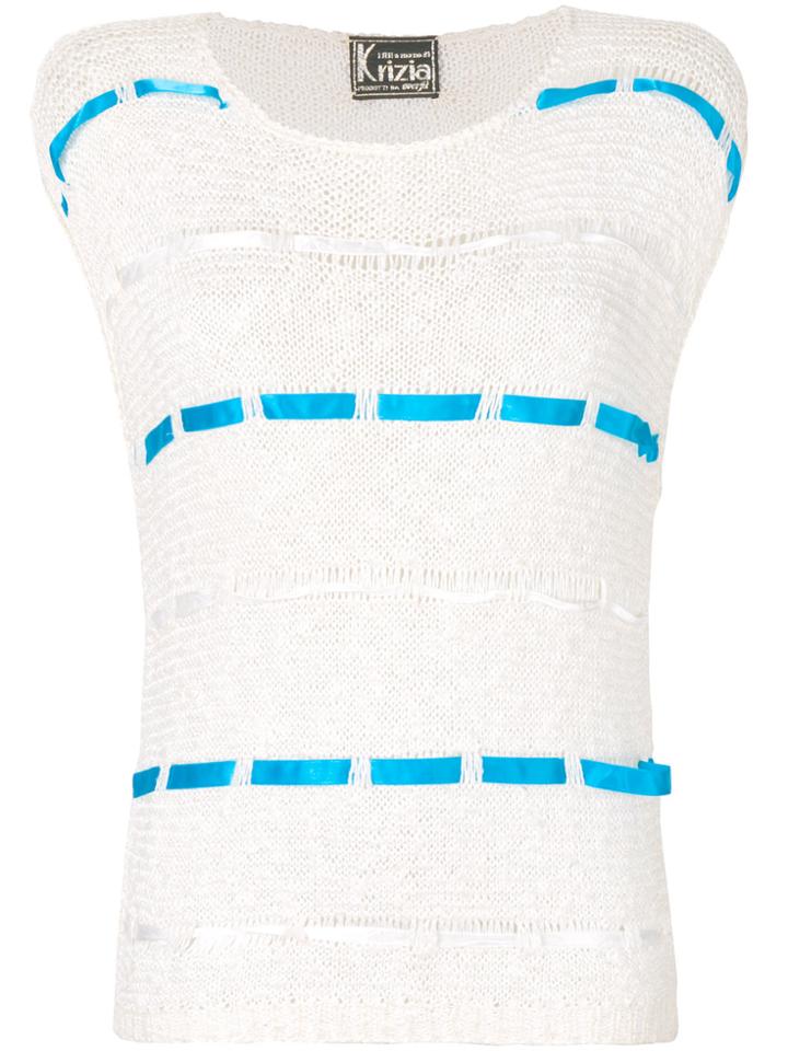 Krizia Vintage Open Weave Knitted Blouse - Nude & Neutrals