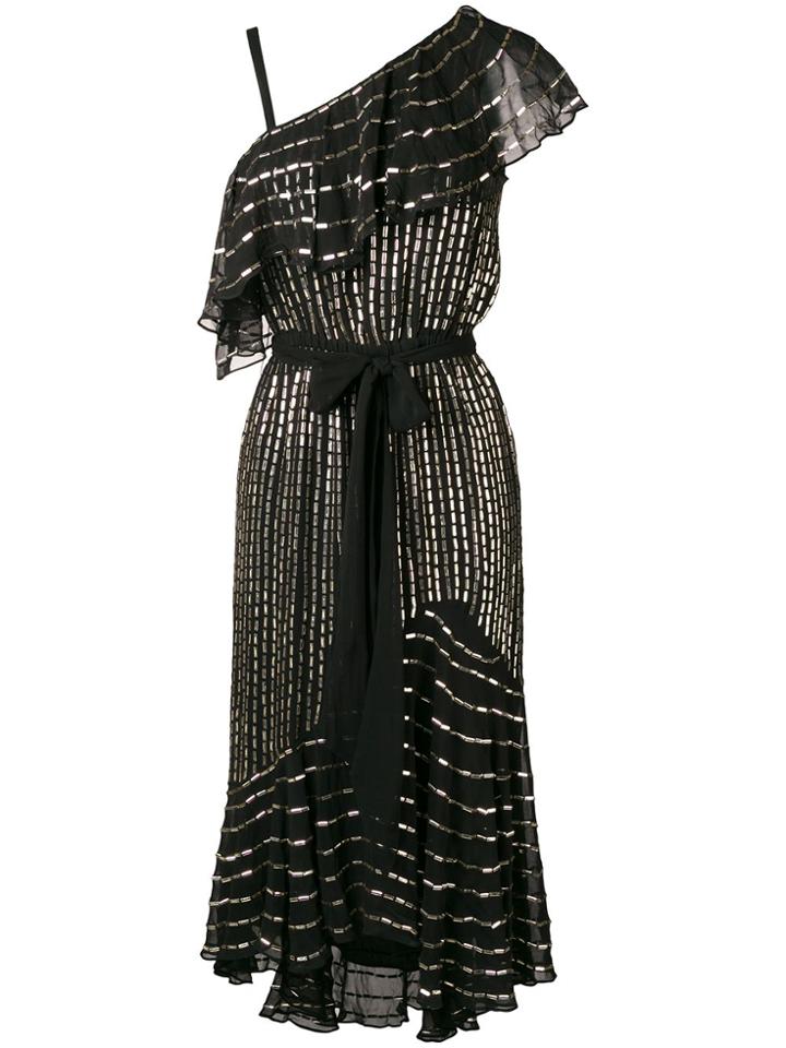 Temperley London Asymmetrical Ruffle Dress - Black