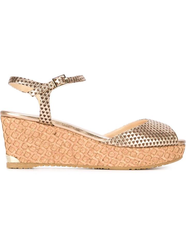 Jimmy Choo Perla 70 Sandals, Women's, Size: 41, Grey, Leather/rubber/cork