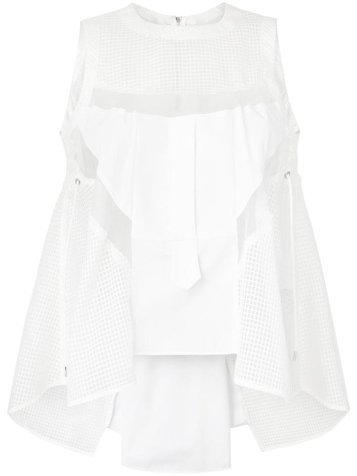 Sacai Mesh Panel Sleeveless Top - White