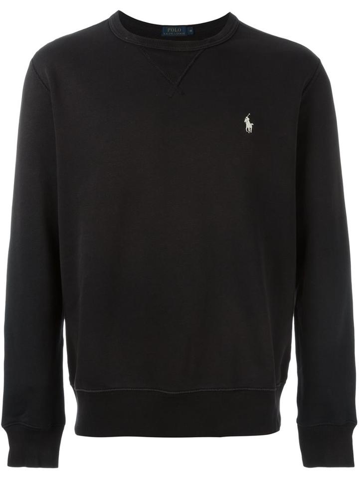 Polo Ralph Lauren Embroidered Logo Sweatshirt, Men's, Size: Large, Black, Cotton/polyester